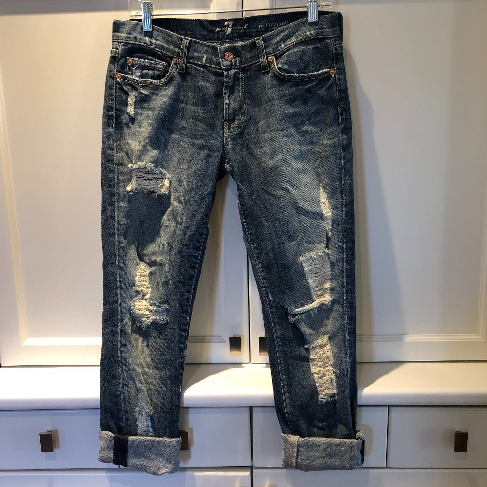 7 For All Mankind "Roxannne" Ripped Jeans - Picture 2 of 6